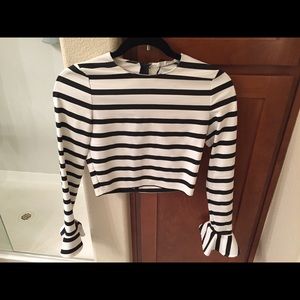 Zara Striped Cropped Blouse